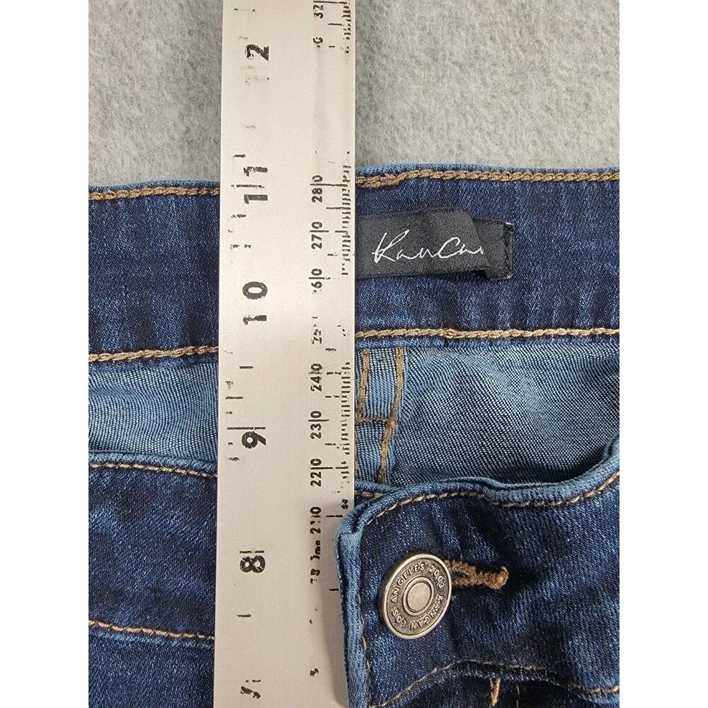 KanCan Jeans Womens XL 34x28 Straight Distressed Stretch Dark Blue Mid Rise City